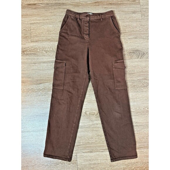 Wilfred Free cargo Utility Pant Mid-Rise Garment  Brown Size 6 Straight Leg - Picture 2 of 13